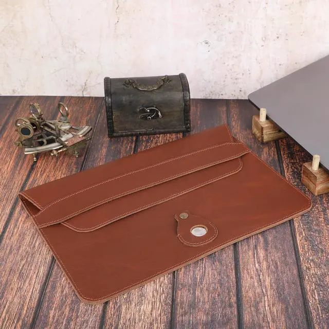 Alt view image 4 of 5 - CestAntiQ, Leather Laptop Sleeve Compatible with MacBook Pro 13-13.3 Inch Notebook M3 M2 M1 Chip Pro Max 24-21 / MacBook Air 14, Laptop Bag Case with Pen Holder (Tan)