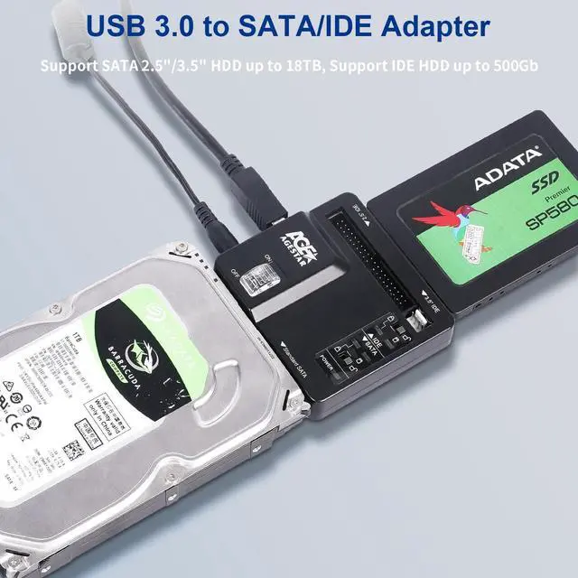 Alt view image 2 of 5 - A-Goldnest USB 3.0 to IDE and SATA Converter External Hard Drive Adapter Kit for Universal 2.5/3.5 HDD/SSD Hard Drive Disk, Included 12V/2A Power Adapter