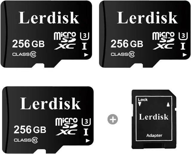 Main image of Lerdisk Factory Wholesale Micro SD Card 256GB U3 Pack of 3 in Bulk MicroSDXC with Adapter Produced by Authorized Licencee(256GB)