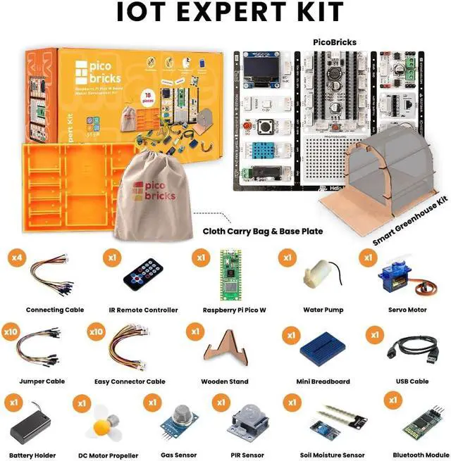 Alt view image 3 of 5 - PicoBricks Iot Expert Kit and Smart Trash Bin Add on Bundle, Raspberry Pi Pico W Starter Kit, Electronics Set