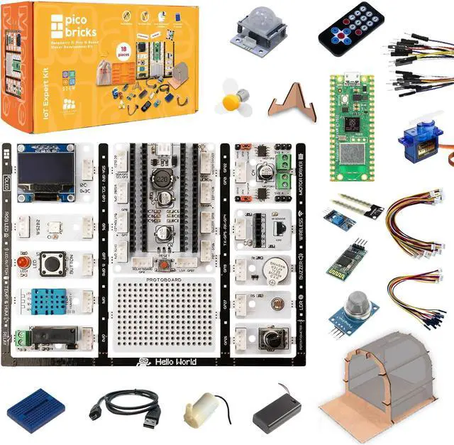 Alt view image 2 of 5 - PicoBricks Iot Expert Kit and Smart Trash Bin Add on Bundle, Raspberry Pi Pico W Starter Kit, Electronics Set