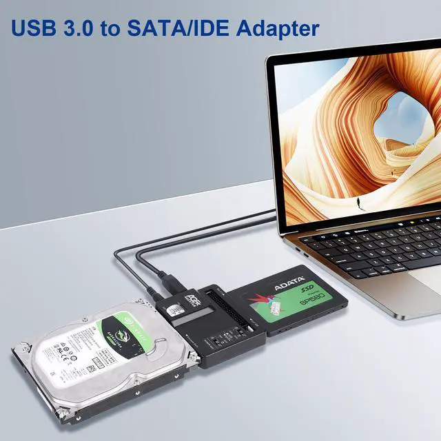 Alt view image 4 of 5 - A-Goldnest USB 3.0 to IDE and SATA Converter External Hard Drive Adapter Kit for Universal 2.5/3.5 HDD/SSD Hard Drive Disk, Included 12V/2A Power Adapter