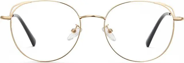 Main image of Cyxus Round Blue Light Blocking Glasses Metal Frame UV Filtering Computer Glasses Clear Lens For Men Women 8168 Gold