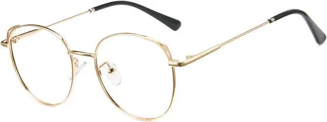 Alt view image 2 of 5 - Cyxus Round Blue Light Blocking Glasses Metal Frame UV Filtering Computer Glasses Clear Lens For Men Women 8168 Gold