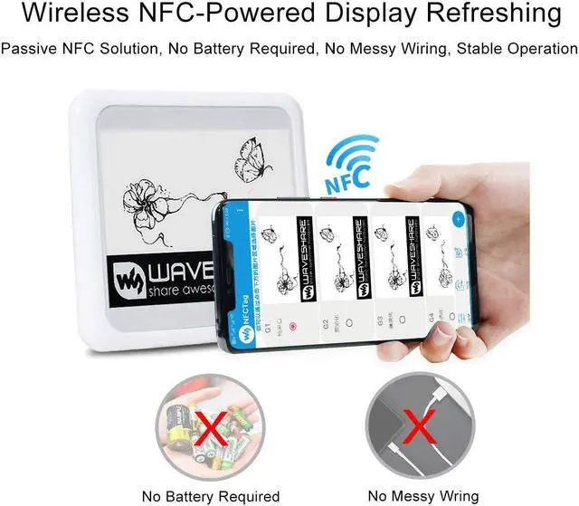 Alt view image 4 of 5 - Waveshare Passive NFC-Powered E-Paper 4.2inch No Battery Wireless Powering Data Transfer Suitable for Price Tags/Shelf Labels