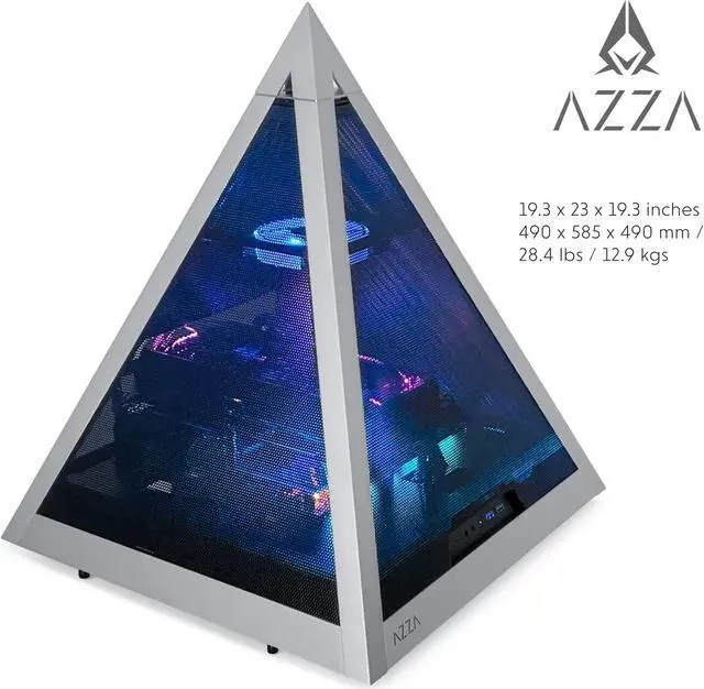 Alt view image 4 of 5 - AZZA Pyramid Mesh PC Case - ATX Pyramid Enclosure with Mesh Panels & Anodized Aluminum Frame, E-ATX MB & 360mm Radiator Support, 120mm ARGB Apex Fan - PCI-e 4.0 x16 Riser Cable & GPU Holder