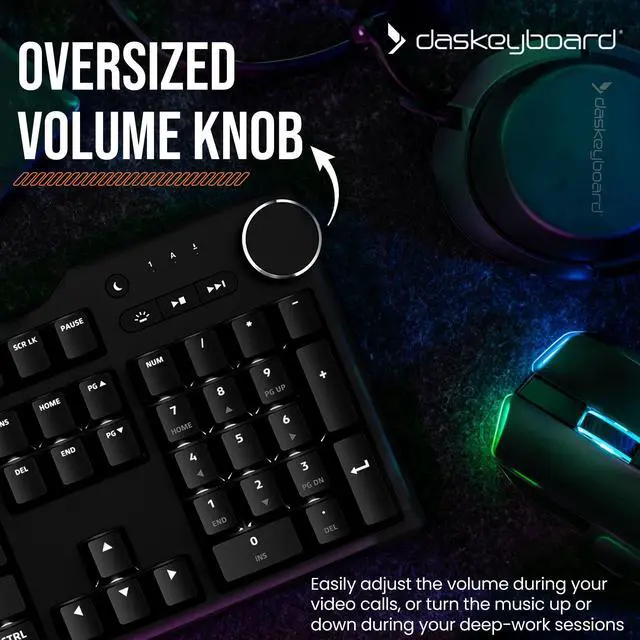 Alt view image 5 of 5 - Das Keyboard 6 Professional Backlit Wired Mechanical Keyboard  Clicky Cherry MX2A Blue Switches, Shine-Through Keycaps, 2-Port USB C Hub, Media Controls, Durable Aluminum Enclosure, Volume Knob, NKRO