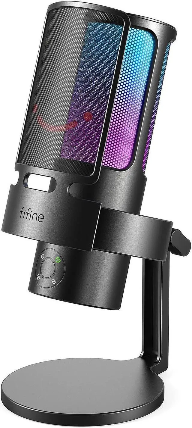 Main image of FIFINE Gaming USB Microphone, PC Computer Mic with 4 Polar Patterns for Podcast Streaming Recording YouTube, RGB Condenser Desktop Mic for Windows, Mac, with Headphone Jack-AmpliGame A8 Plus
