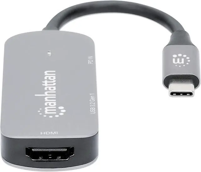 Alt view image 5 of 5 - Manhattan USB C to 4K HDMI Adapter  3 in 1 Multiport Docking Converter Hub, 4K@30Hz HDMI, 5 Gbps USB-A, 100W USB-C PD Compatible with MacBook Pro, MacBook Air, Projector -3 Yr Mfg Warranty130707