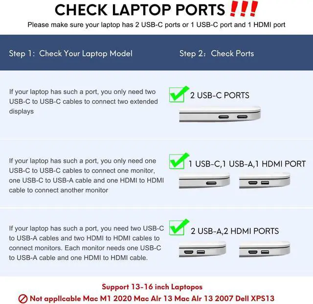 Alt view image 5 of 5 - P2 Triple Portable Monitor for Laptop Screen Extender 12 Inch Dual Monitors Extender FHD 1080P IPS Display Type-C/HDMI/USB-A/Speakers for 13-16 Inch Notebook Computer Windows Mac Phone