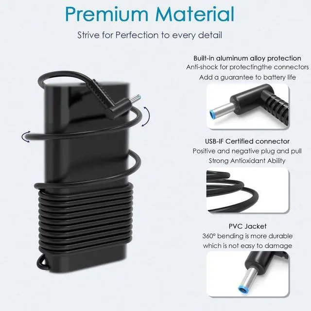 Alt view image 4 of 5 - 200W Gaming Laptop Charger Compatible with HP Omen 15 17/Victus Gaming 15 15t 16/ZBook Studio Fury 15 17 G10 G9 15-fa1010nr 15t-fa100 15z-fb100 16t-s000 ZBook 15u G3 G4 Workstation AC Adapter