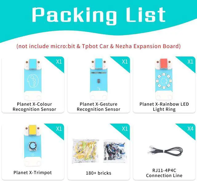 Alt view image 2 of 3 - ELECFREAKS Interactive Coding Accessories Pack microbit Building Bricks for TPbot Car and Nezha Inventors Kit, STEM Educational Planet X Series Sensors Kit (Without Micro:bit & TPbot & Nezha)