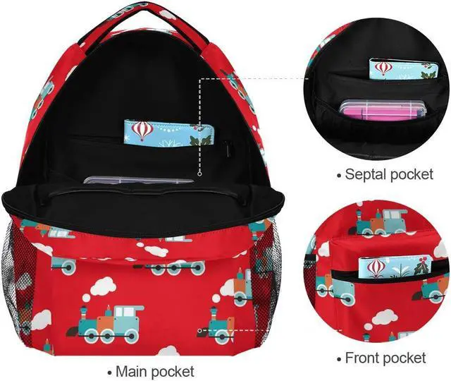Alt view image 3 of 5 - Fisyme Retro Train Backpack Laptop Bag Daypack Travel Hiking School Backpacks for Men Women Kids Girls Boys