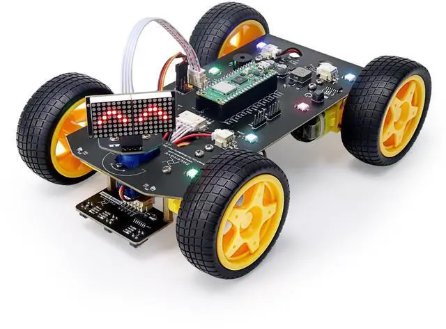 Main image of Freenove 4WD Car Kit for Raspberry Pi Pico W (Included) (Compatible with Arduino IDE), Dot Matrix Expressions, Obstacle Avoidance, Line Tracking, Light Tracing, Colorful Light, App