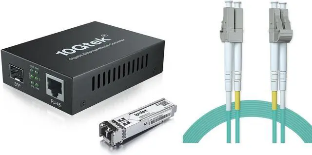 Main image of Gigabit Fiber to Ethernet Media Converter Kit with 20m OM3 Multimode Patch Cable