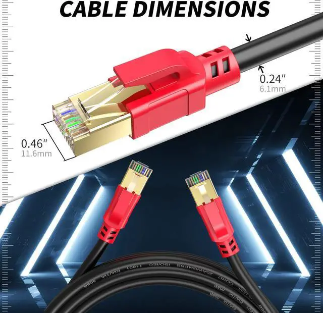 Alt view image 3 of 5 - wawpi Ethernet Cable Cat6 250 FT, High Speed Outdoor Internet Wire,LAN/WAN Network Cord for All RJ45 Devic,TV, Router, Modem, PC, Gaming.