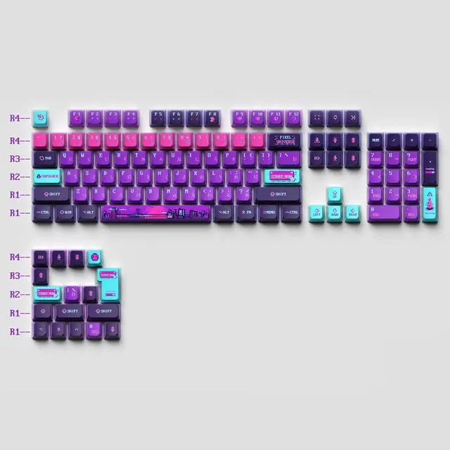 Alt view image 2 of 5 - KeyTok OEM Profile Pixel Universe Doubleshot Dye Sub Keycap Set Thick PBT for Keyboard 87 tkl 104 ansi bm60 CSTC75 BM87 BM65