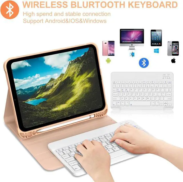 Alt view image 2 of 5 - KVAGO for iPad (A16) 11th Generation Case with Keyboard 11 inch 2025, Smart Stand Folio Keyboard Cover with Pencil Holder for iPad 10th Generation 10.9 inch 2022, Detachable Bluetooth Keyboard (Pink)
