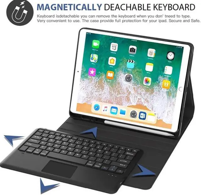 Alt view image 2 of 5 - QYiiD Keyboard Case for iPad Pro 12.9 2015 & 2017 (2nd & 1st Generation), Slim Lightweight [Cloth Texture] Case with Detachable Wireless Keyboard for iPad Pro 12.9 Inch, Black