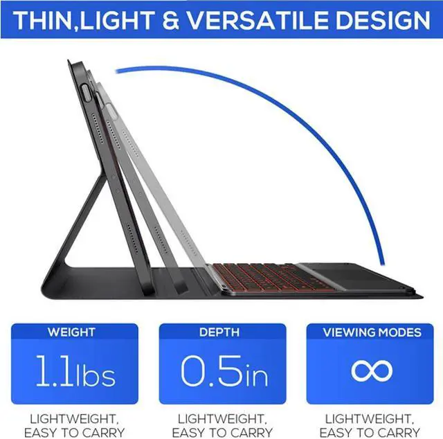 Alt view image 4 of 5 - QYiiD Keyboard Case for iPad Pro 12.9 2015 & 2017 (2nd & 1st Generation), Slim Lightweight [Cloth Texture] Case with Detachable Wireless Keyboard for iPad Pro 12.9 Inch, Black