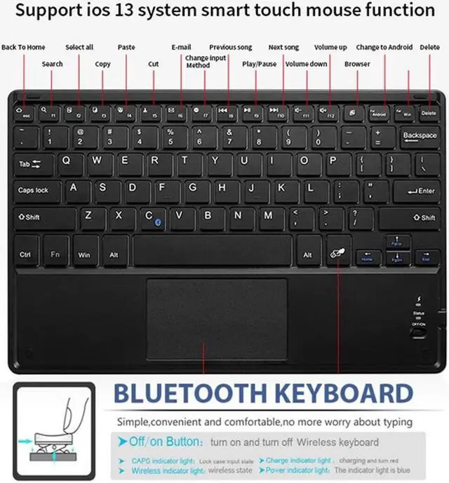 Alt view image 5 of 5 - QYiiD Keyboard Case for iPad Pro 12.9 2015 & 2017 (2nd & 1st Generation), Slim Lightweight [Cloth Texture] Case with Detachable Wireless Keyboard for iPad Pro 12.9 Inch, Black