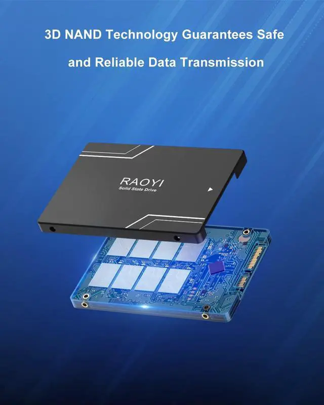 Alt view image 3 of 5 - RAOYI 1TB Internal SSD SATA III 6Gb/s 2.5 Solid State Drive 3D NAND Flash Advanced SSD Hard Drive Up to 550MB/s SATA 3 SSD Upgrade Performance for PC Laptop
