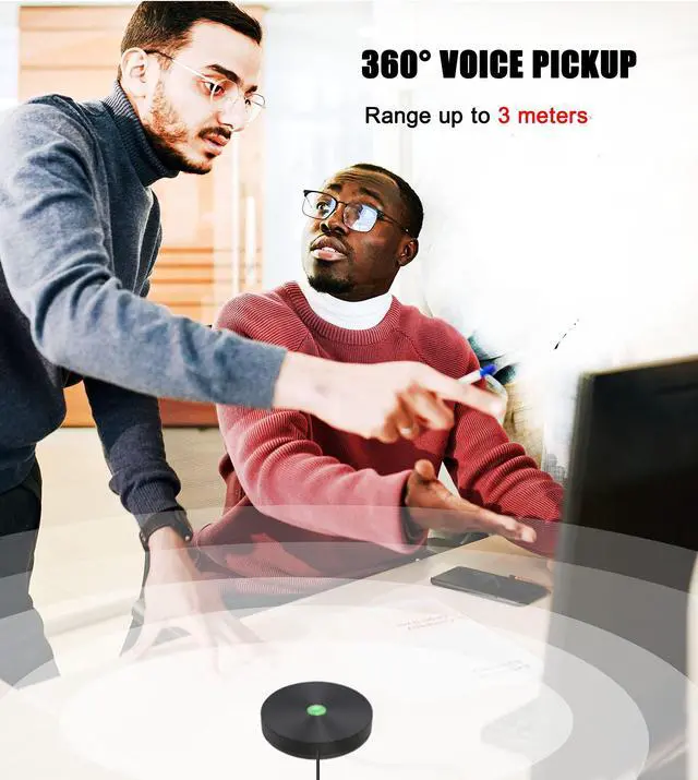 Alt view image 3 of 5 - Matosio PowerMic Conference USB Microphone, 360° Omnidirectional Metal Microphone with AI Echo and Noise Cancellation for Meeting Room & Home Office