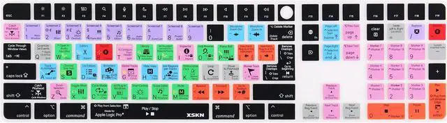 Main image of XSKN Logic Pro Shortcuts EU/UK US Version Silicone Keyboard Cover Skin for Apple 2021 iMac Magic Keyboard with Touch ID and Numeric Keypad A2520 NOT for A3119