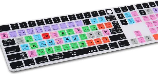 Alt view image 4 of 5 - XSKN Logic Pro Shortcuts EU/UK US Version Silicone Keyboard Cover Skin for Apple 2021 iMac Magic Keyboard with Touch ID and Numeric Keypad A2520 NOT for A3119