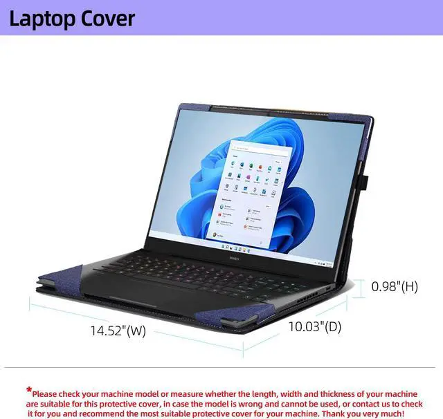 Alt view image 4 of 5 - Laptop Cover for HP OMEN 16 16.1"(16t-k000/ 16t-b100/16-n0797nr/16zn000/16-k0797nr/16zn000) PU Leather Detachable Cover (16.1-Blue)
