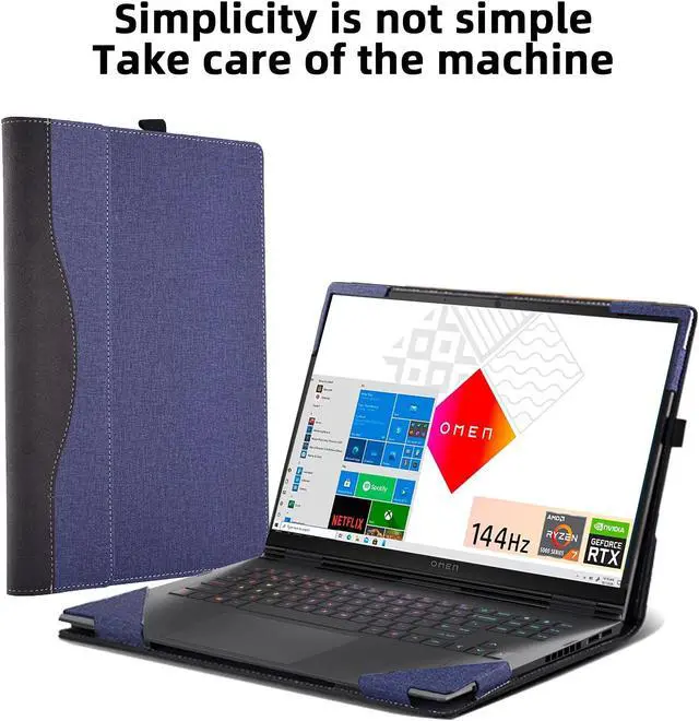 Alt view image 2 of 5 - Laptop Cover for HP OMEN 16 16.1"(16t-k000/ 16t-b100/16-n0797nr/16zn000/16-k0797nr/16zn000) PU Leather Detachable Cover (16.1-Blue)