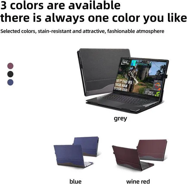 Alt view image 5 of 5 - Laptop Cover for HP OMEN 16 16.1"(16t-k000/ 16t-b100/16-n0797nr/16zn000/16-k0797nr/16zn000) PU Leather Detachable Cover (16.1-Blue)