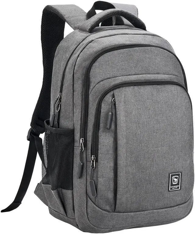 Main image of WIRABO Laptop Backpack for Men Travel Backpack Water-Resistant 15.6 Inch Computer Backpack Work Business Grey