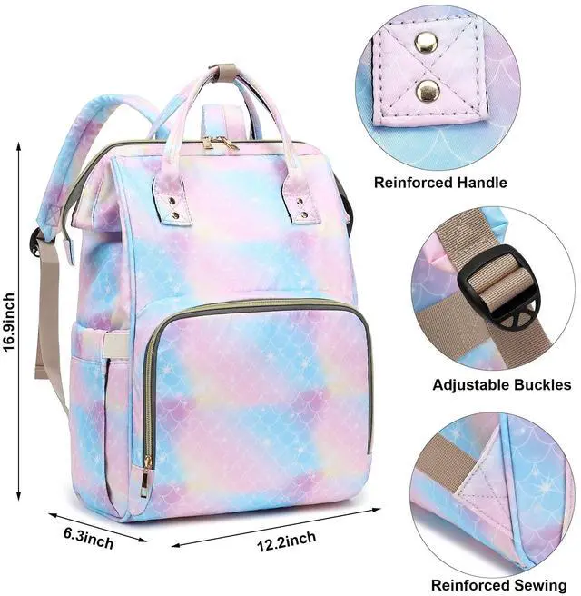 Alt view image 5 of 5 - Xunteny Mermaid Women Laptop Backpack, College School Backpack Bookbag 15.6 Inch Computer Backpacks for Work Business Travel