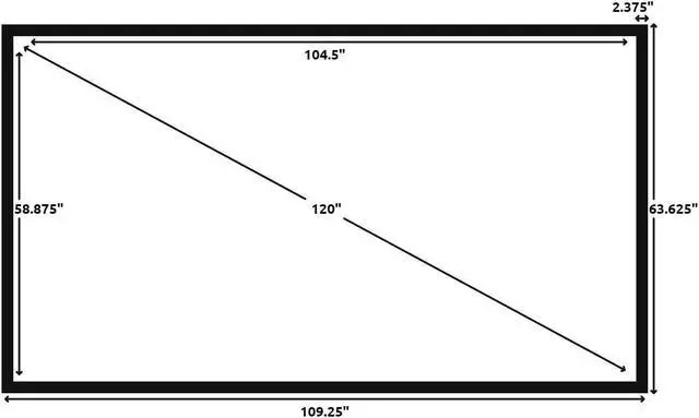 Alt view image 3 of 5 - Silver Ticket Products STR Series 6 Piece White 1.1 Gain 120" Diagonal 16:9 Format Projection Screen, Aluminum Frame, Wall Mounted, 109.25x63.625 inches STR-169120