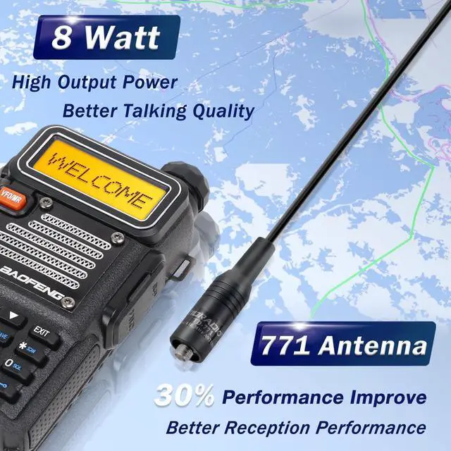 Alt view image 3 of 5 - BaoFeng Radio UV-5R Pro 8Watt Ham Radio Handheld, Supported Phone Program, Wireless Programmer with 771 Long Antenna Walkie Talkies Two Way Radio Survival Gear Full Kit