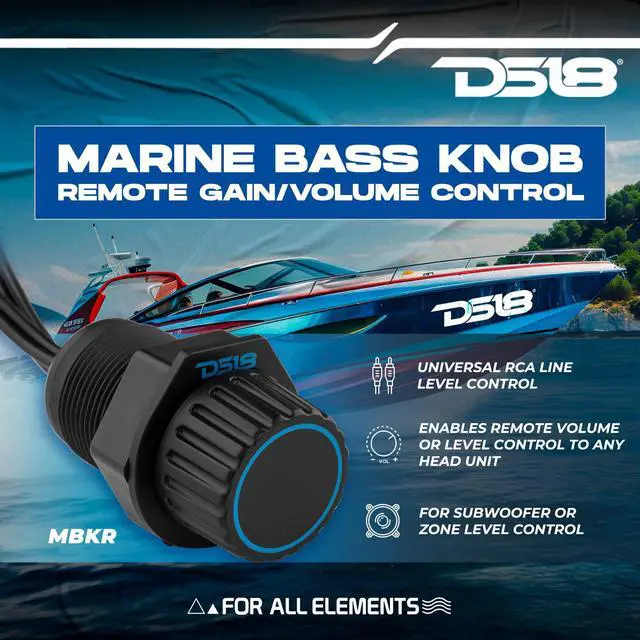 Alt view image 2 of 5 - DS18 MBKR Marine Bass Knob Remote Gain/Volume - Compatible with Any Source Unit - Bass Knob Level Controller - Universal RCA Line Level Control Waterproof Design for All Audio Applications