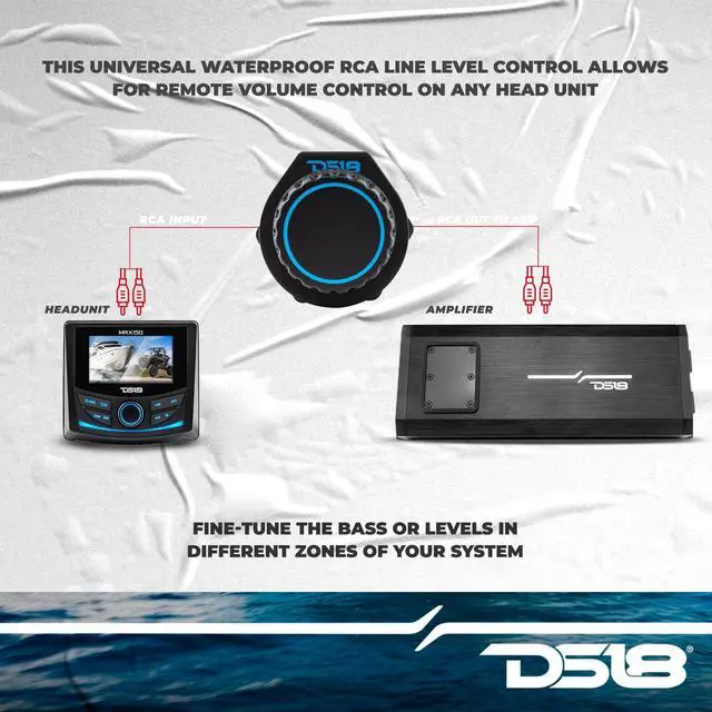 Alt view image 3 of 5 - DS18 MBKR Marine Bass Knob Remote Gain/Volume - Compatible with Any Source Unit - Bass Knob Level Controller - Universal RCA Line Level Control Waterproof Design for All Audio Applications