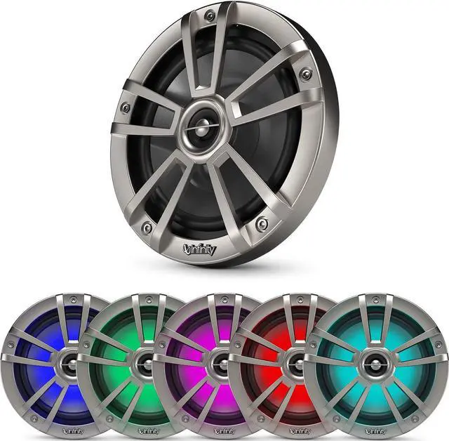Alt view image 2 of 3 - 1 Pair (QTY 2) of Infinity Reference 6.5" 225-Watt High-Performance 2-Way Weather-Proof Marine Boat Power Sport Titanium 2-Way Coaxial LED Speakers Bundle Combo with 16 Gauge Speaker Wiring