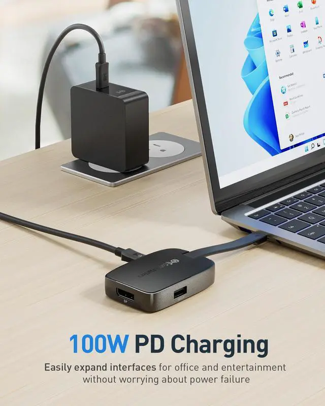 Alt view image 3 of 5 - Cable Matters 4K@240Hz USB C Hub DisplayPort 1.4 with 100W Charging, Support 8K@60Hz, HDR(Foldable USB C to DisplayPort Hub) Compatible with Thunderbolt 4, MacBook Pro, XPS, iPad Pro, iPhone 16/15 Pro