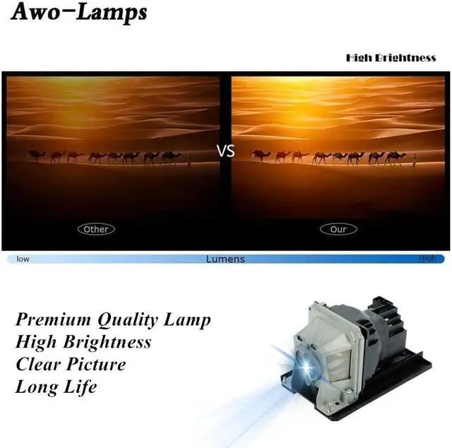 Alt view image 4 of 5 - AWO Original UHP225W Lamp Bulb for NP18LP/60003128/NP13LP/60002853 with Housing for NEC NP-V300W,NP-V300WG,NP-V300X,V281W,V300W,V300WG,V300X,V311W,V311X,VE280,VE280X,VE281,VE281X,VE282,VE282X