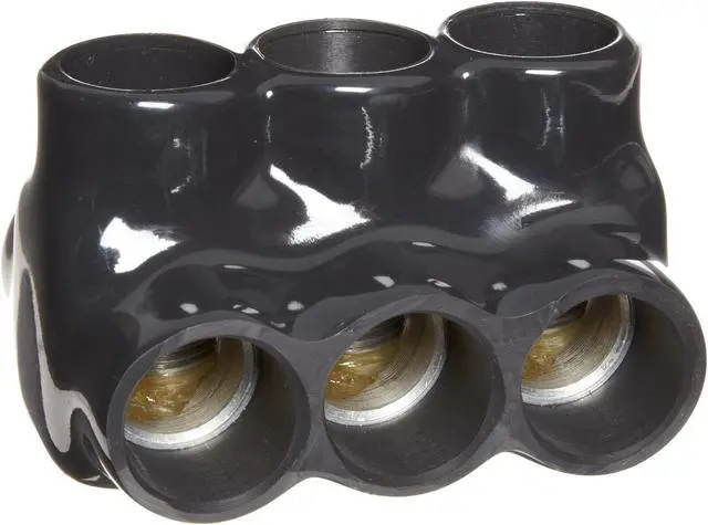 Main image of Morris Products 97663 Black Insulated Multi-Cable Connector - Dual Entry 3 Ports 600-250 Wire Range, 1-Pack