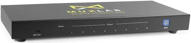 Main image of MuxLab 1x8 HDMI Splitter | 1 in 8 Out| 4K@60HZ | 4:4:4 | HDR | HDMI 2.0 | HDCP 2.2 | TrueHD | Dolby Atmos | DTS:X | Use with 4K HDR Monitor for boardroom, Auditorium, Gaming, Digital Signage
