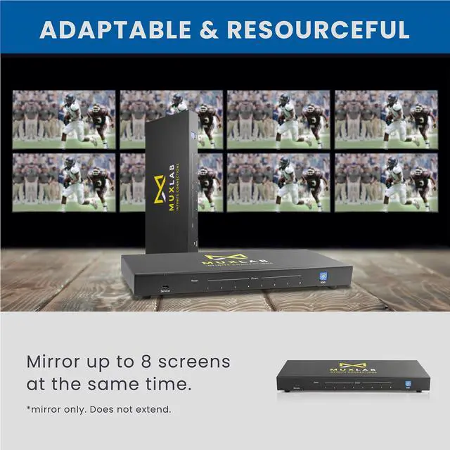 Alt view image 5 of 5 - MuxLab 1x8 HDMI Splitter | 1 in 8 Out| 4K@60HZ | 4:4:4 | HDR | HDMI 2.0 | HDCP 2.2 | TrueHD | Dolby Atmos | DTS:X | Use with 4K HDR Monitor for boardroom, Auditorium, Gaming, Digital Signage