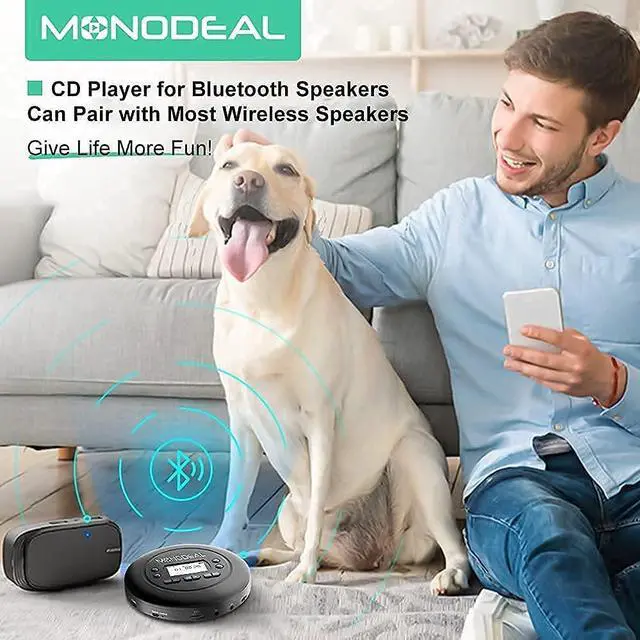 Alt view image 4 of 5 - CD Player Portable, MONODEAL Bluetooth CD Player, Rechargeable Compact Small Player with Headphones for Car and Personal Use