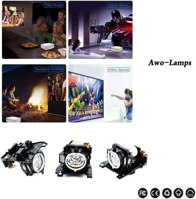 Alt view image 5 of 5 - AWO DT00911 / DT00841 / RLC-031 Replacement Lamp with Housing for HITACHI CP-WX400,CP-WX410,CP-X201,CP-X206,CP-X301,CP-X306,CP-X401,CP-X450,CP-X467,CP-ED-X31,CP-X33,CP-X200,CP-X205,CP-X300WF,CP-X305