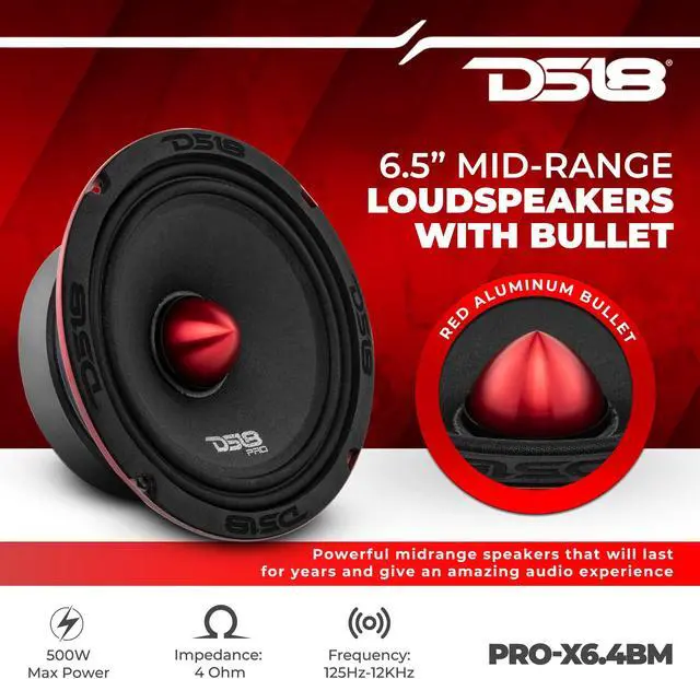 Alt view image 2 of 5 - DS18 Premium Car Audio Bundle 2X PRO-X6.4BM 6.5" Midrange Loudspeaker and 2X PRO-TW1L 3.8" Super Bullet Tweeters RGB LED Lights - Upgrade Your Car Stereo System Superior Sound Quality and Performance