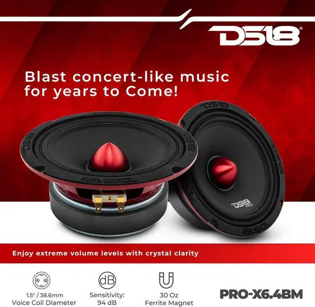 Alt view image 3 of 5 - DS18 Premium Car Audio Bundle 2X PRO-X6.4BM 6.5" Midrange Loudspeaker and 2X PRO-TW1L 3.8" Super Bullet Tweeters RGB LED Lights - Upgrade Your Car Stereo System Superior Sound Quality and Performance