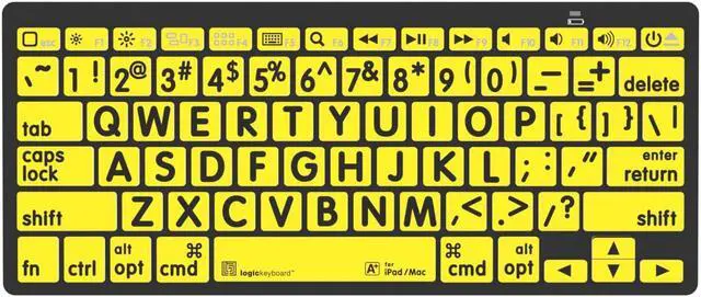 Main image of Logickeyboard BT Wireless with Large Print  for iPad and Mac  Black Letters on Yellow Keys  p/n LKBU-LPBY-BTON-US
