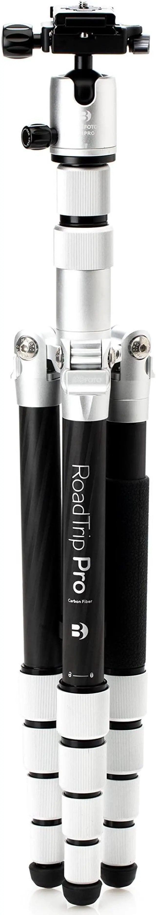 Alt view image 3 of 5 - Benro MeFOTO Roadtrip PRO Travel Tripod, Ballhead and Monopod in Silver, 1 Series Carbon Fiber Legs, 4 Leg Sections, Twist Leg Locks, Carrying Case (BMRTPROCSLV)